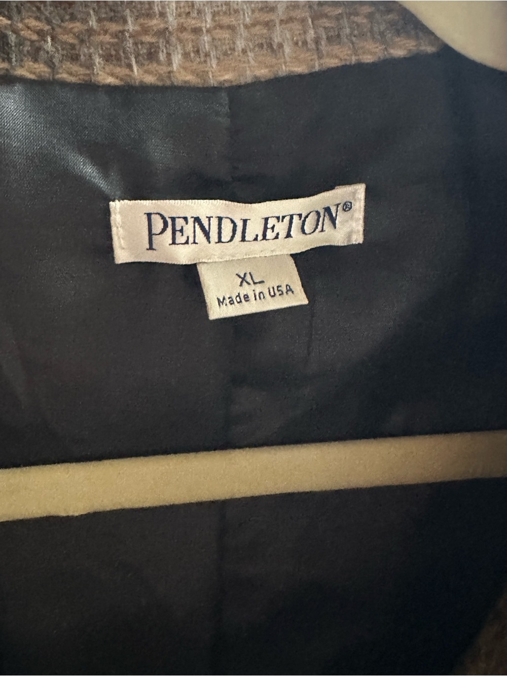 Pendleton Brown Beige Plaid Wool Pea Coat - Picture 4 of 11